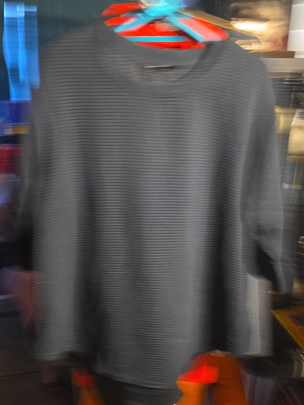 Womens Gray Textured Crewneck Sweater